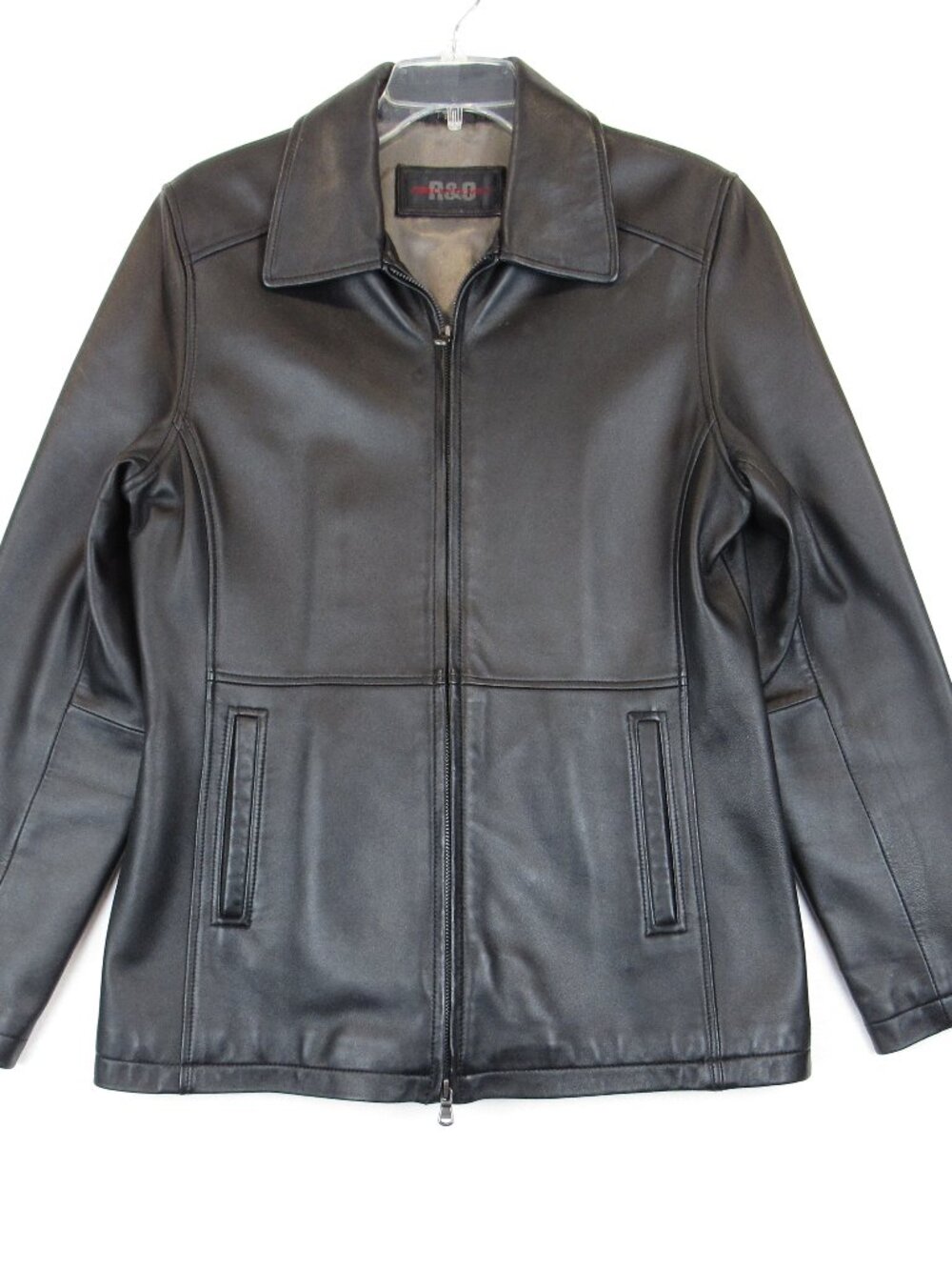 RO By Reilly Olmes Black Leather Jacket Women's Size M Classic Zip Front